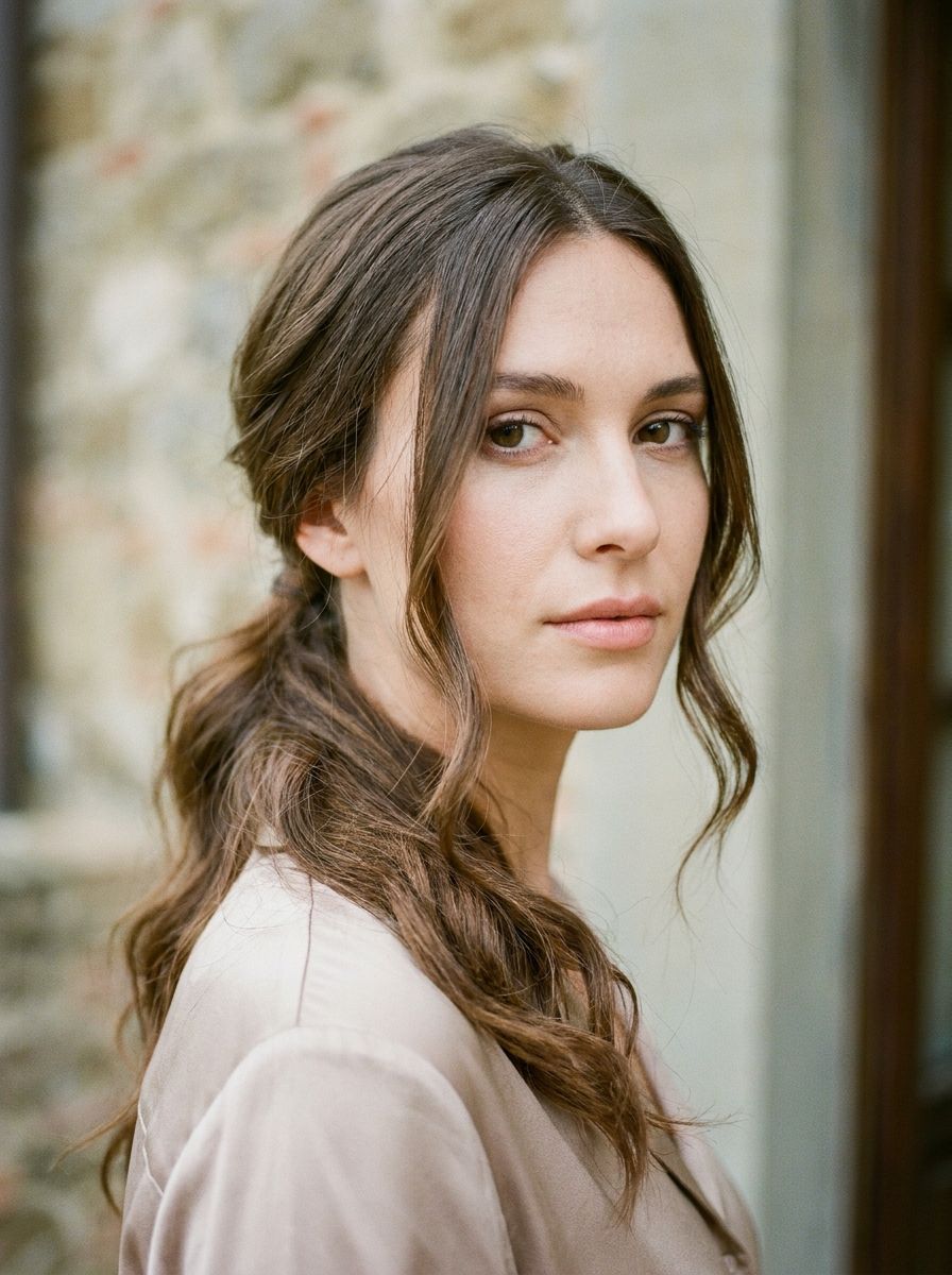 Low Ponytail mit Face-Framing - Abschlussball Frisuren mittellang